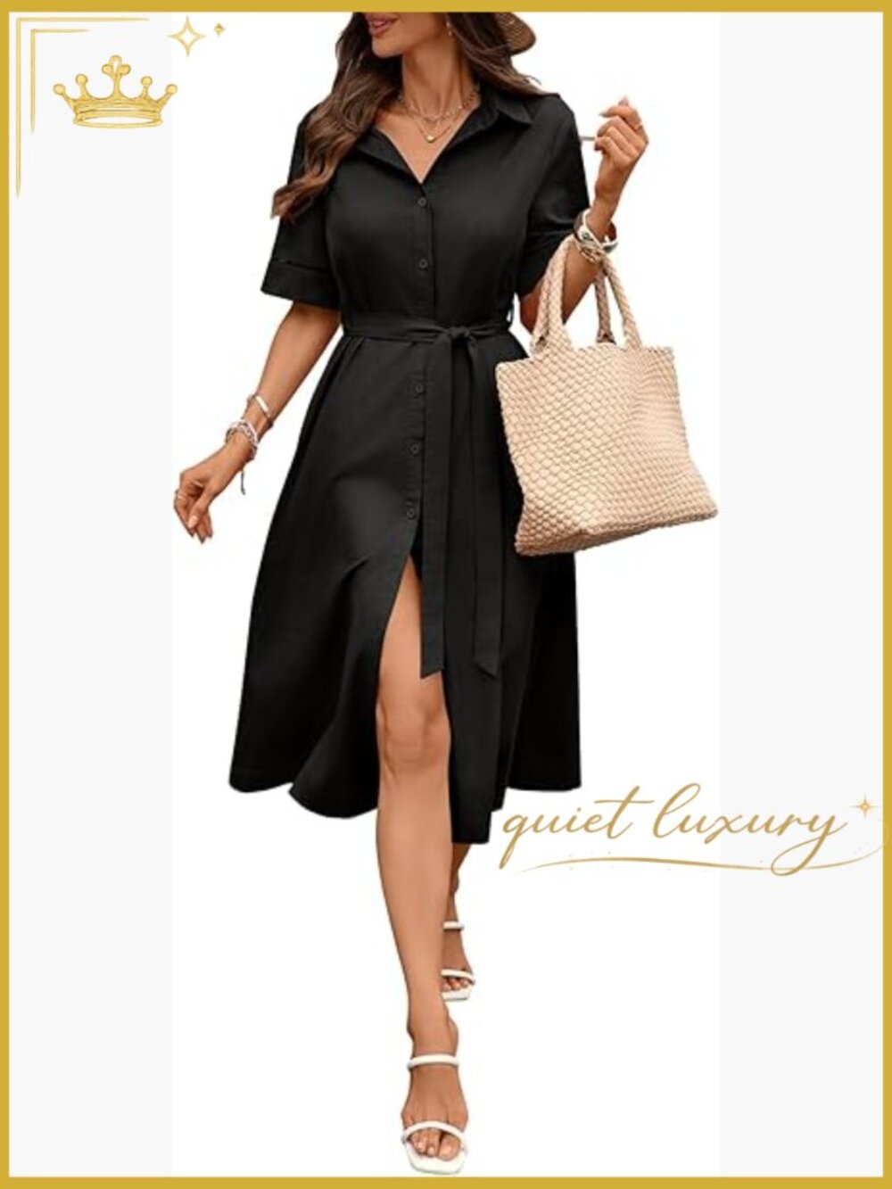 Linen Button Down Shirt Dress Midi Belt Pockets Short Sleeve